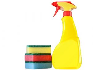 cleaning sponges with spray bottle